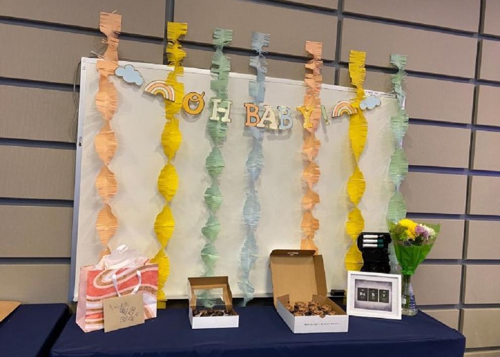 A table set up for Hartley with food and presents