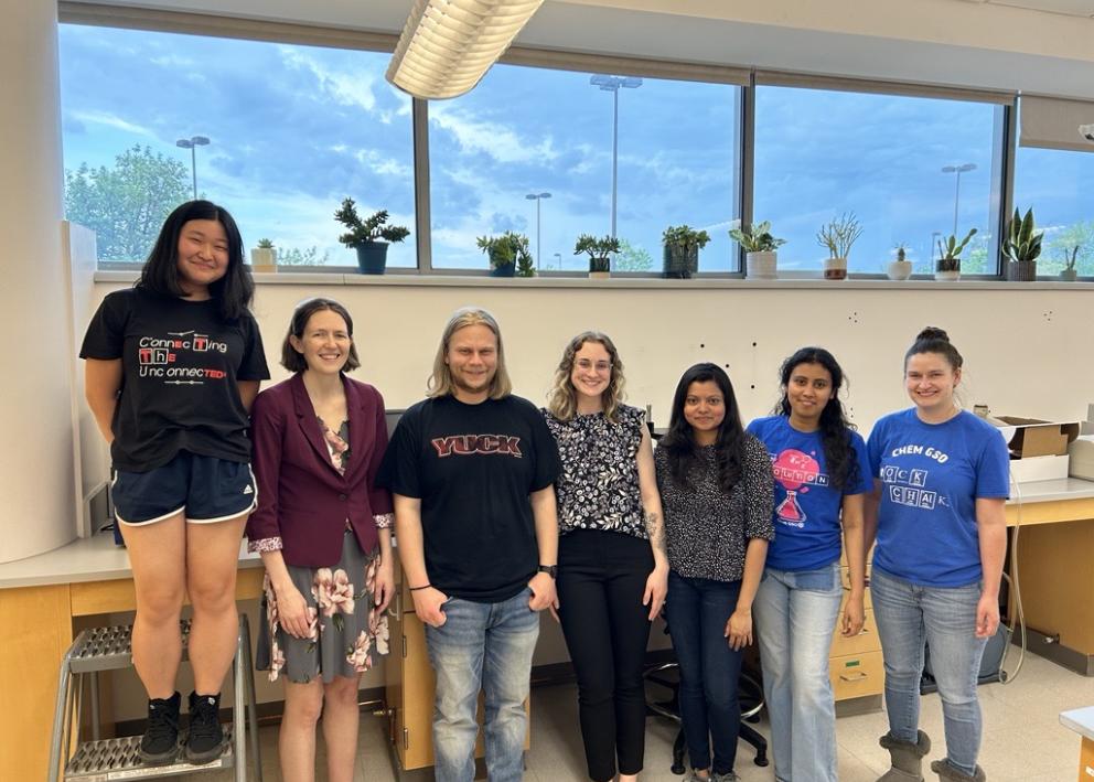 Lab group gather for a picture