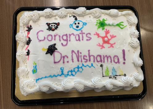 Cake decorated with science drawings